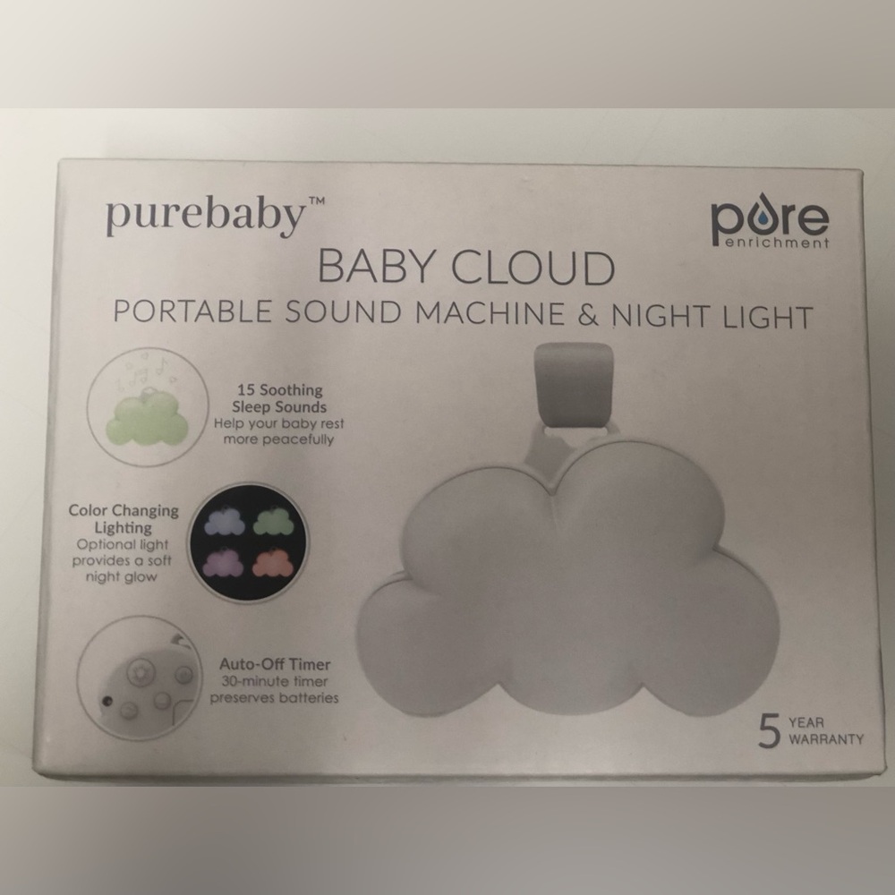 Pure Enrichment Baby Cloud Portable Sound Machine & Night Light Color Change NEW
